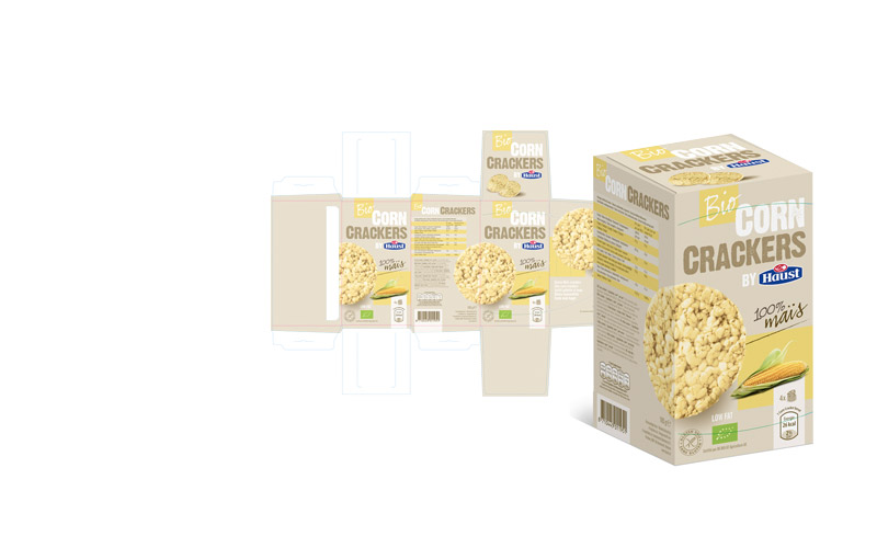 presentatie van verpakking Corn Crackers