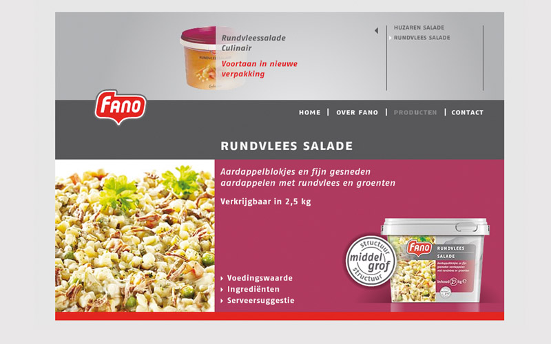 Fano salades website, Flash
