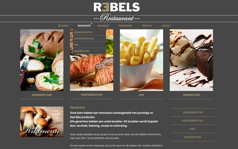 Restaurant Rebels, eigen CMS, responsive