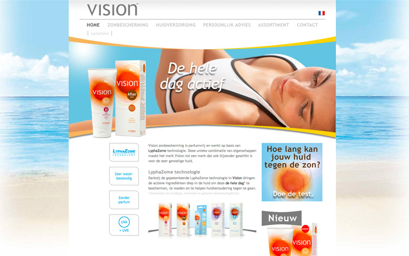 Vision website met huidtest, html